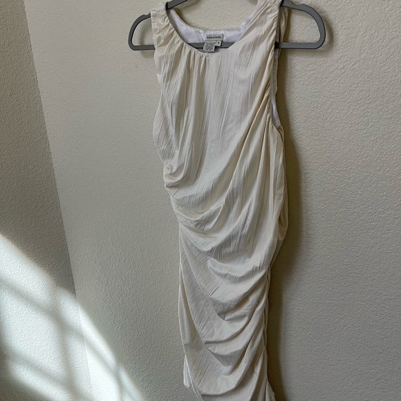 BOSTON PROPER | Ruched Sleeveless Cocktail Dress in Cream Ivory | Size 8 - Picture 4 of 10